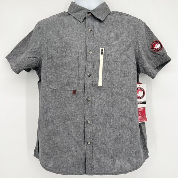 NEW Canada Sportswear Men Charcoal Shirt Size S Short Sleeve Button Weather Gear - Picture 1 of 12